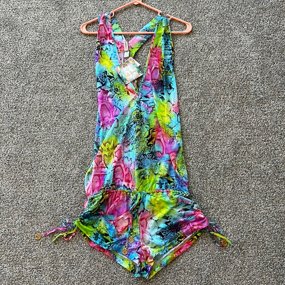 Luli Fama T-Back Romper Large Sea Salt Angel